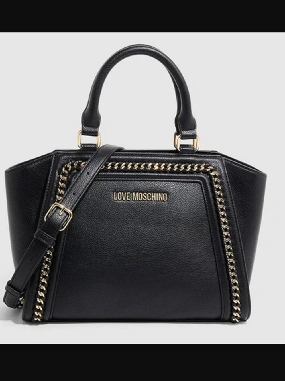 NWT Love Moschino Gold Chain Link Two Way Handbag & Dust Bag